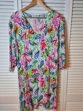 Tybee Island Clothing Co Women's M Tropical Print Dress Coverup Beach Resort